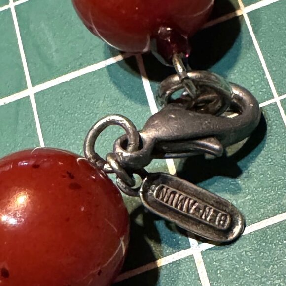 Ben-Amun Cherry Red Graduated Bead Necklace 36" Vintage Look Lobster Clasp Rock - Picture 9 of 9